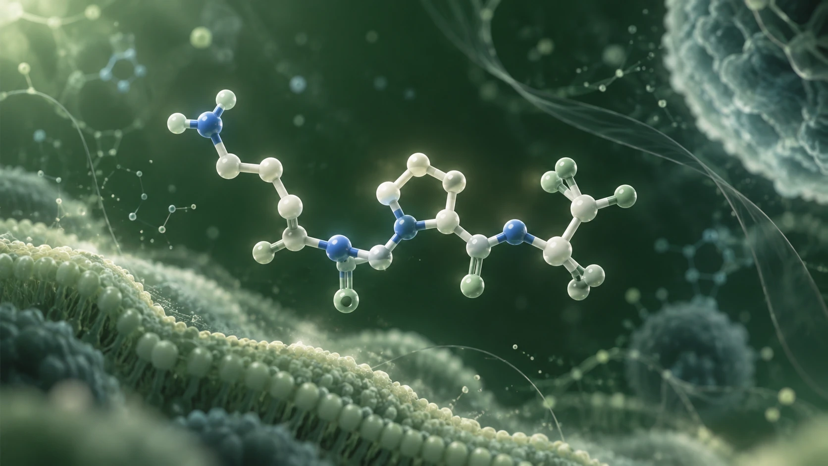 Conceptual peptide motif in a green cellular environment.